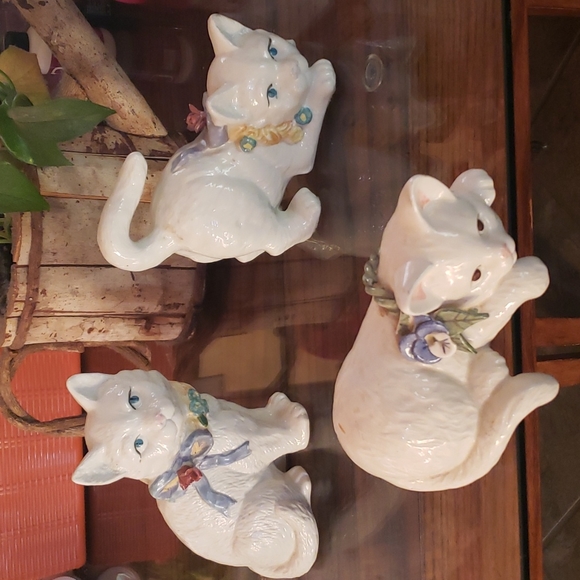 Vintage set of 3 white Kitten Cats home decor - Picture 5 of 16